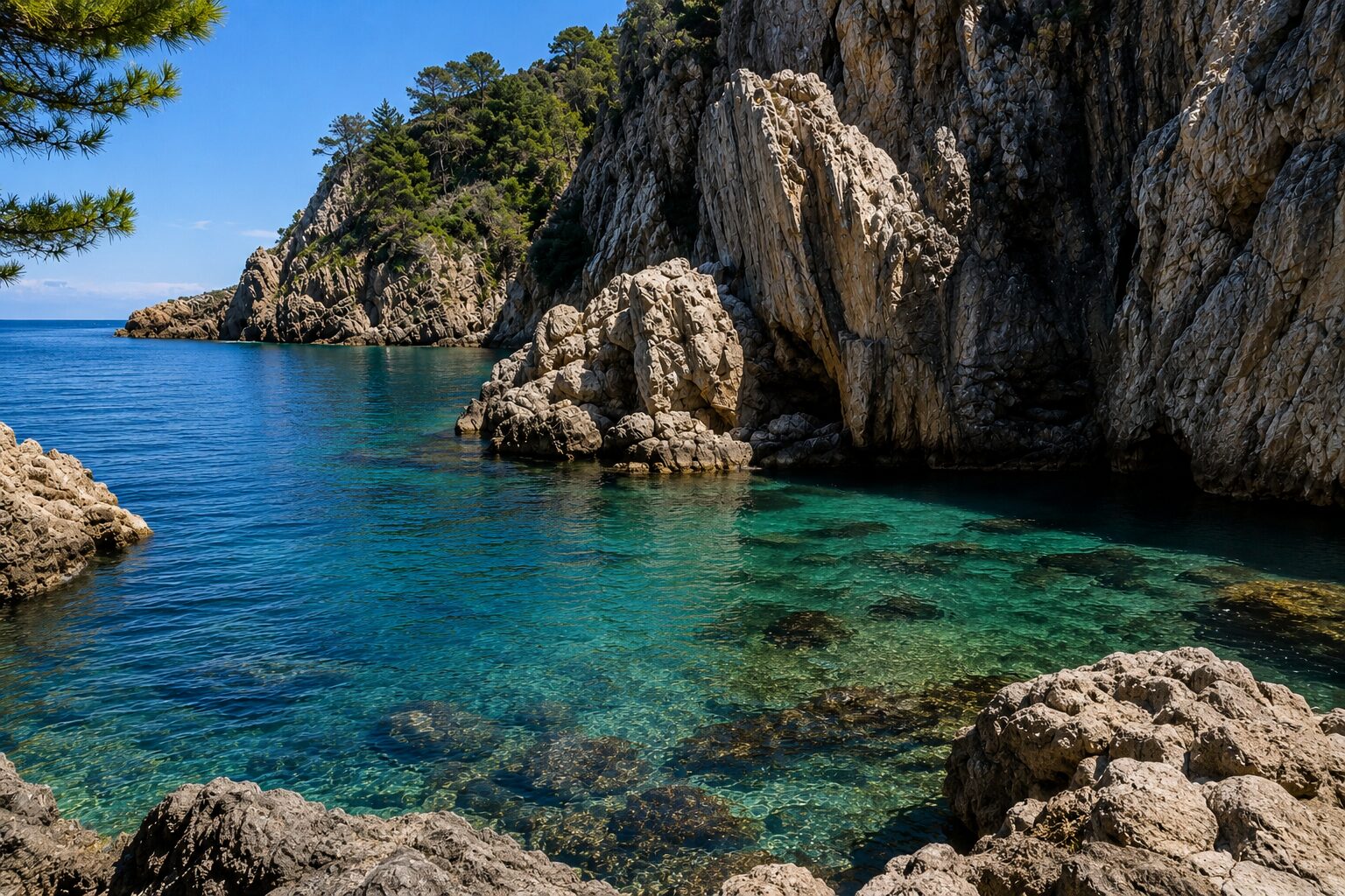Plage secrète à Chelf en Algérie avec paysage côtier naturel