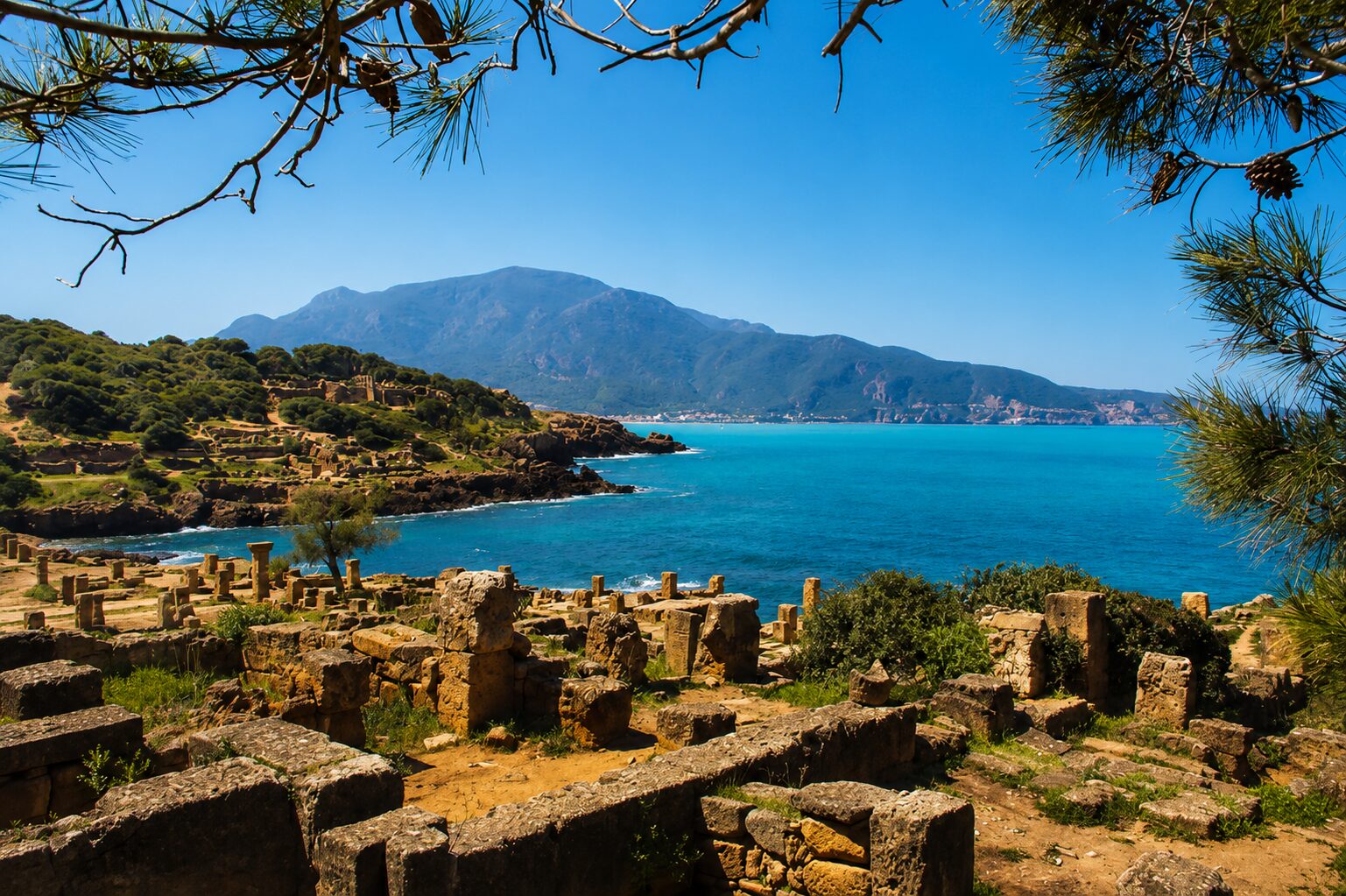 Ruines romaines historiques en Algérie au bord de la Méditerranée