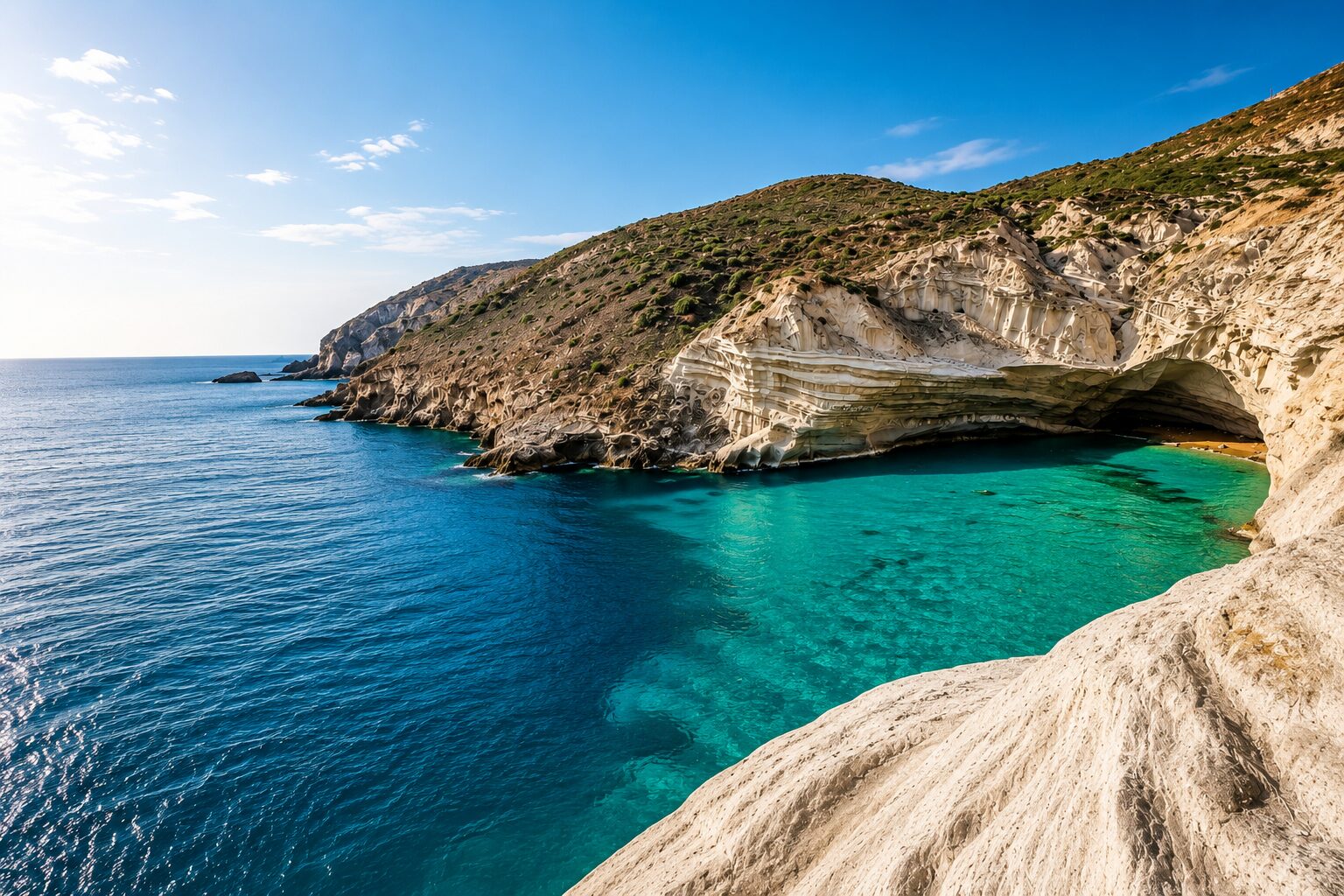 Mer turquoise à Aïn Témouchent en Algérie avec falaises rocheuses