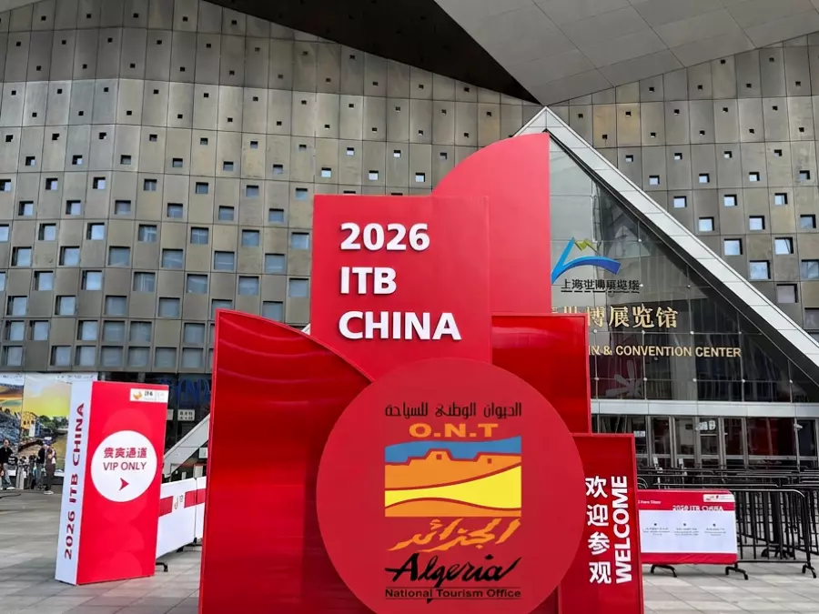 Dans le champ Texte alternatif, mets : Stand de l’Algérie à l’ITB China 2026 à Shanghai pour promouvoir le tourisme algérien auprès du marché chinoisTitre image Algérie à l’ITB China 2026 : tourisme et marché chinois