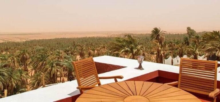 terrasse vue palmeraie sahara algerie.jpg Groupe HTT Algérie : hôtels d’exception, Sahara et thermalisme